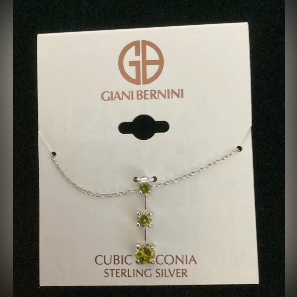 Giani Bernini Sterling Silver Peridot Cubic Zirconia Drop Necklace